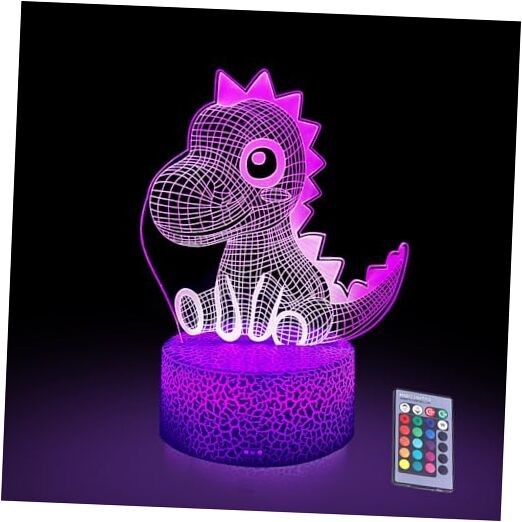 Dinosaur 3D LED Night Light - Remote & Touch Control, Multi-Color Dinosaur 02
