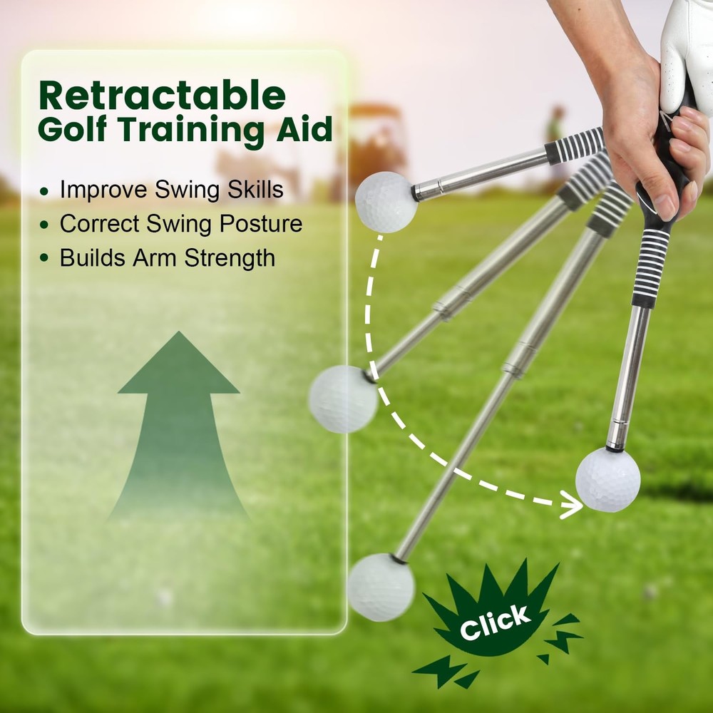 Retractable Golf Swing Trainer, Portable Golf Grip Training Aid for Right-Han...