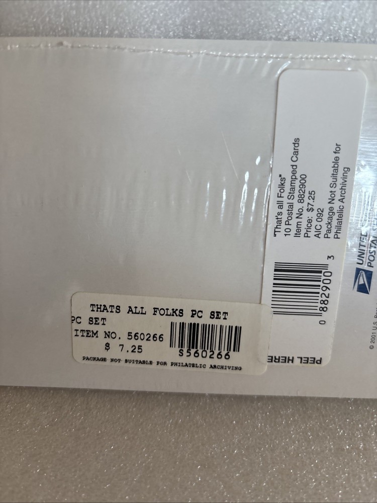 That's all Folks Postal Cards Set SEALED