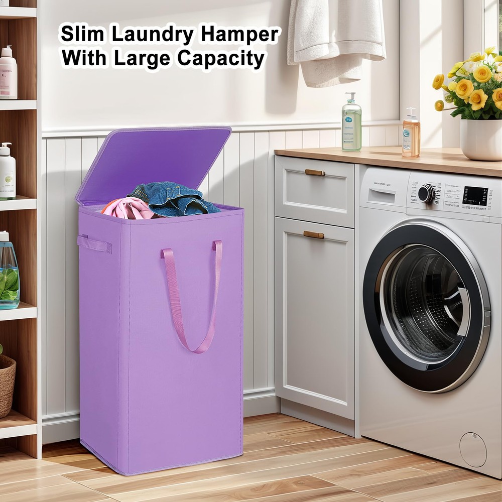 75L Slim Laundry Hamper with Lid,Large Foldable Laundry Basket with Removable...