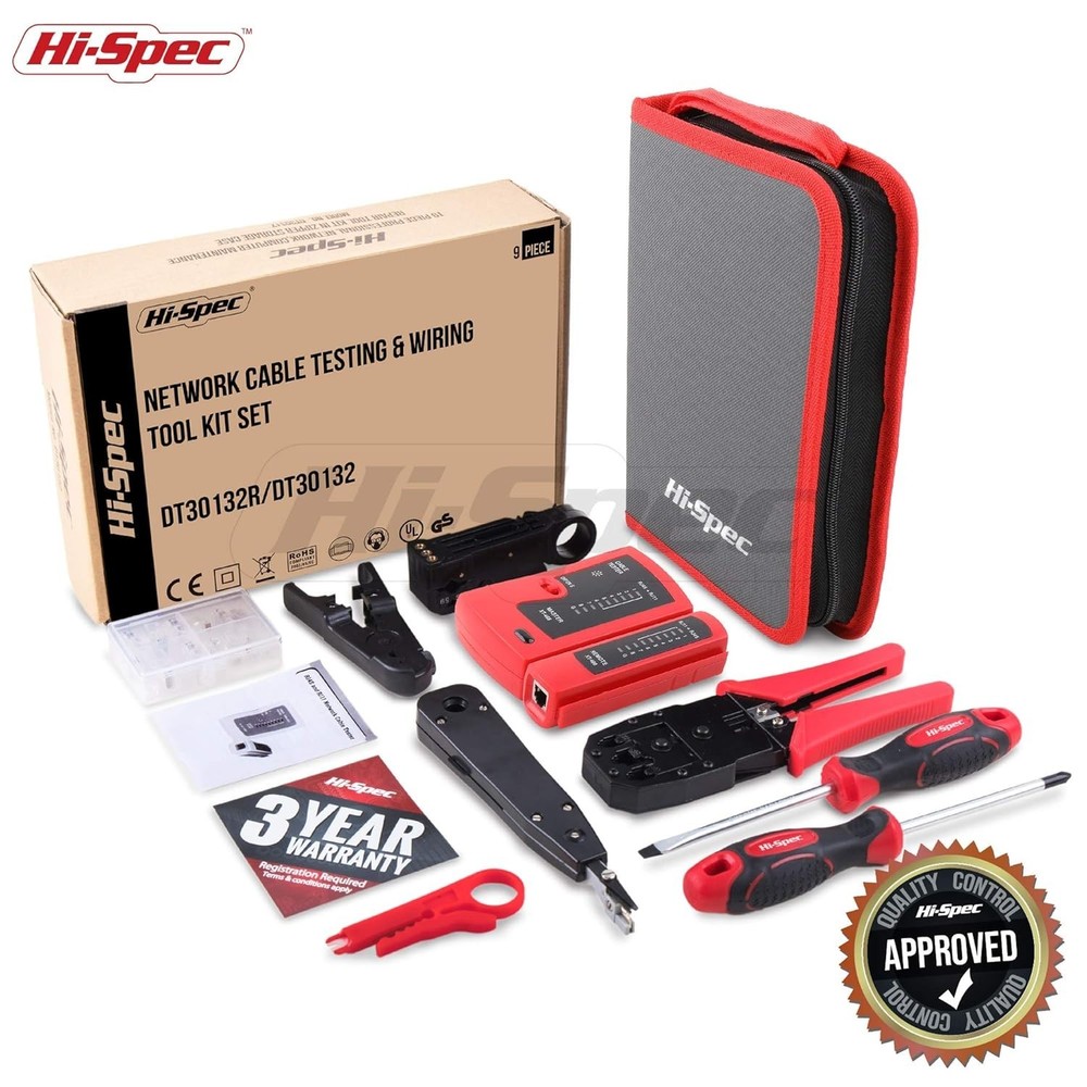 Lightweight Network Cable Tester Set: 9-Piece Crimping & Stripping Solutions