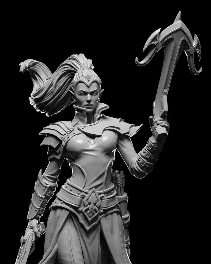 DnD Drow Fighter Livia Mini 32mm Scale TTRPG