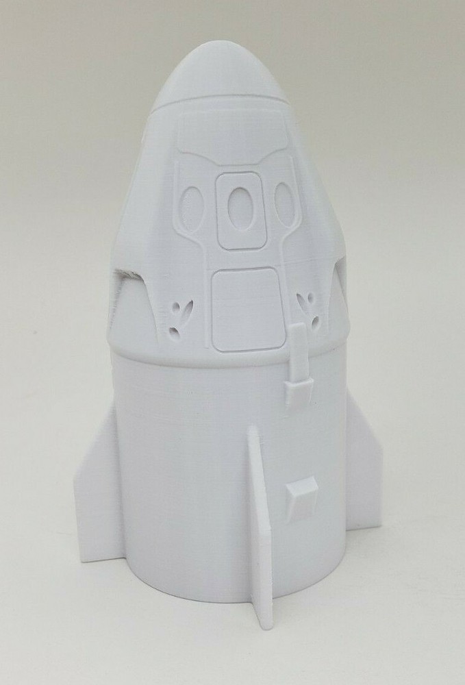 3D Printed 1/48 SpaceX Dragon Prop Display 6.7" White PLA Plastic