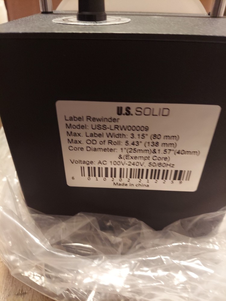 U.S. Solid Automatic Label Rewinder Machine, 1"/1.5" Core Holder, USS-LRW00009