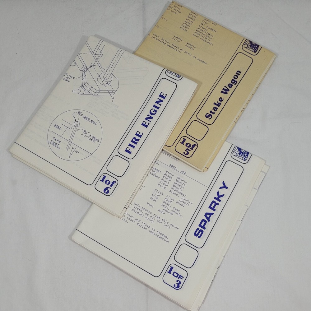 Woodworking Plans Projects Fire Engine Stake Wagon Sparky Horse Patterns Vintage