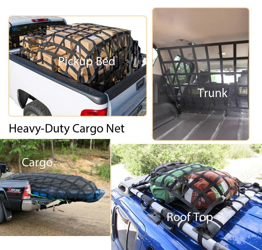 Heavy-Duty 7.5ft Cargo Net Trunk Bed Off Road Trailer Mesh Rooftop Rack Tie Down