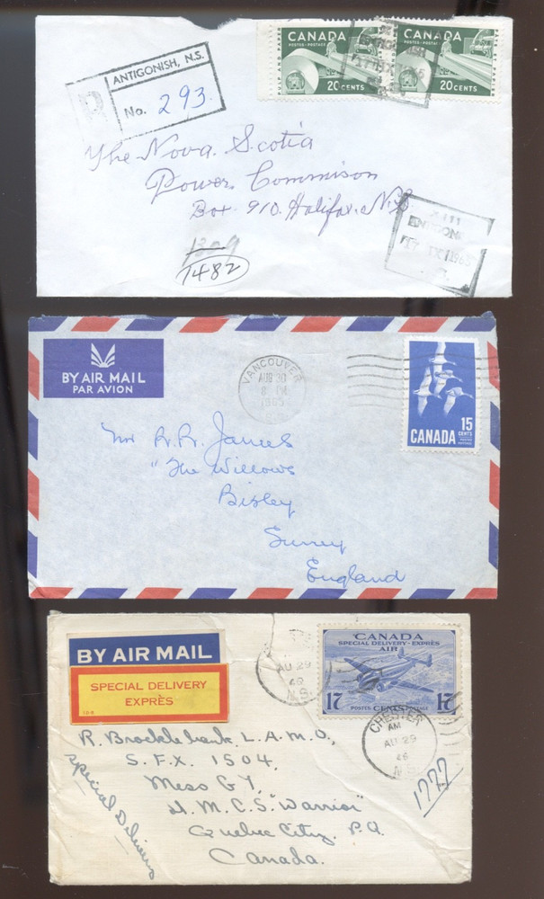 🍁3 covers Special Delivery Airmail Registered etc Canada