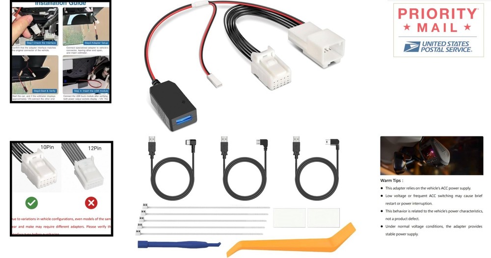 Reliable DashCam Power Adapter with USB Output for Select Subaru & Lexus Models