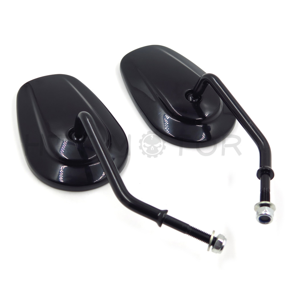 Black Rearview Mirrors For Harley Davidson FLSTC FXDB DYNA FXDF FLSTF 8mm