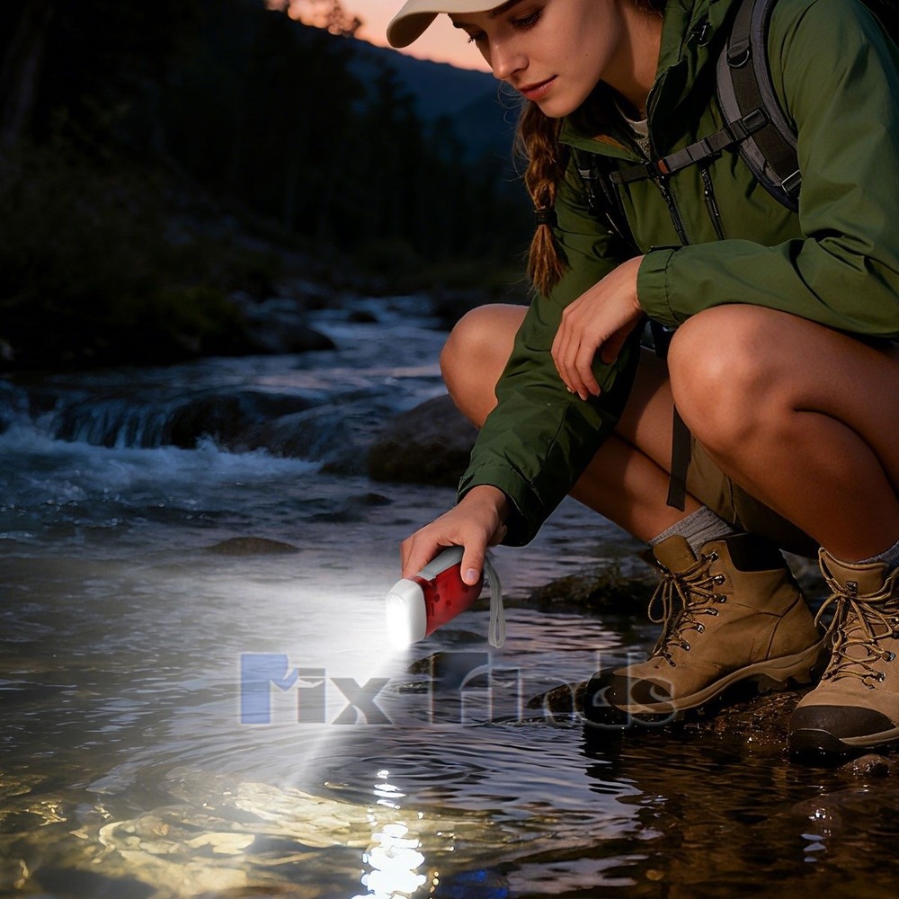 4x Hand Crank LED Flashlight Dynamo Pressing Flashlight Camping Emergency Torch