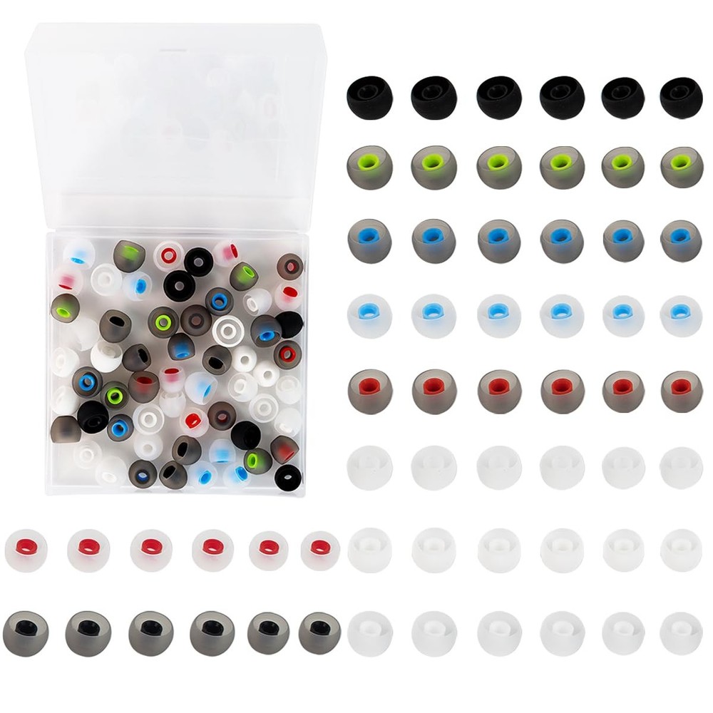 60PCS Earbuds Replacement Tips Silicone, Ear Bud Pieces 10 Colors