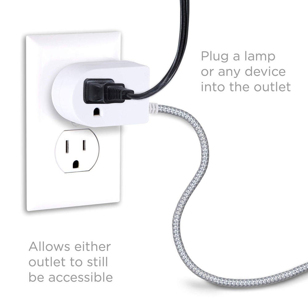 Cordinate Extension Cord with Switch On/Off Plug, 6 Ft Braided 1 Pack, White