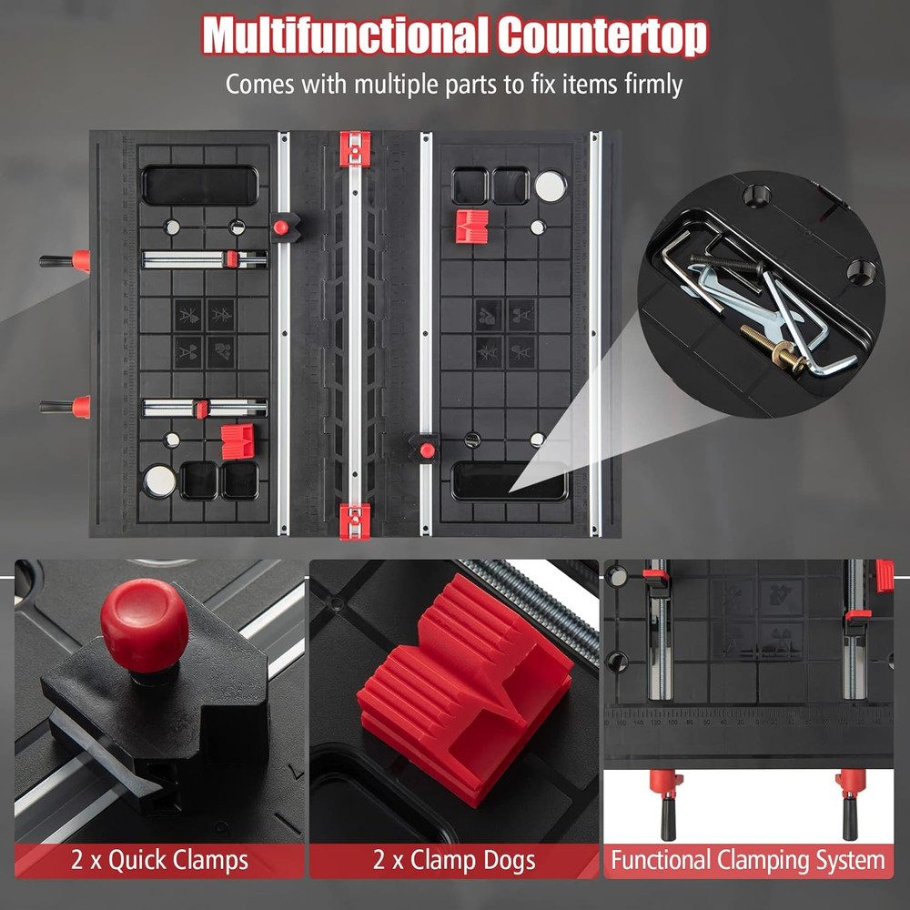IRONMAX Folding Work Table, 2-In-1 Height Adjustable Workbench & Sawhorse W/Fold