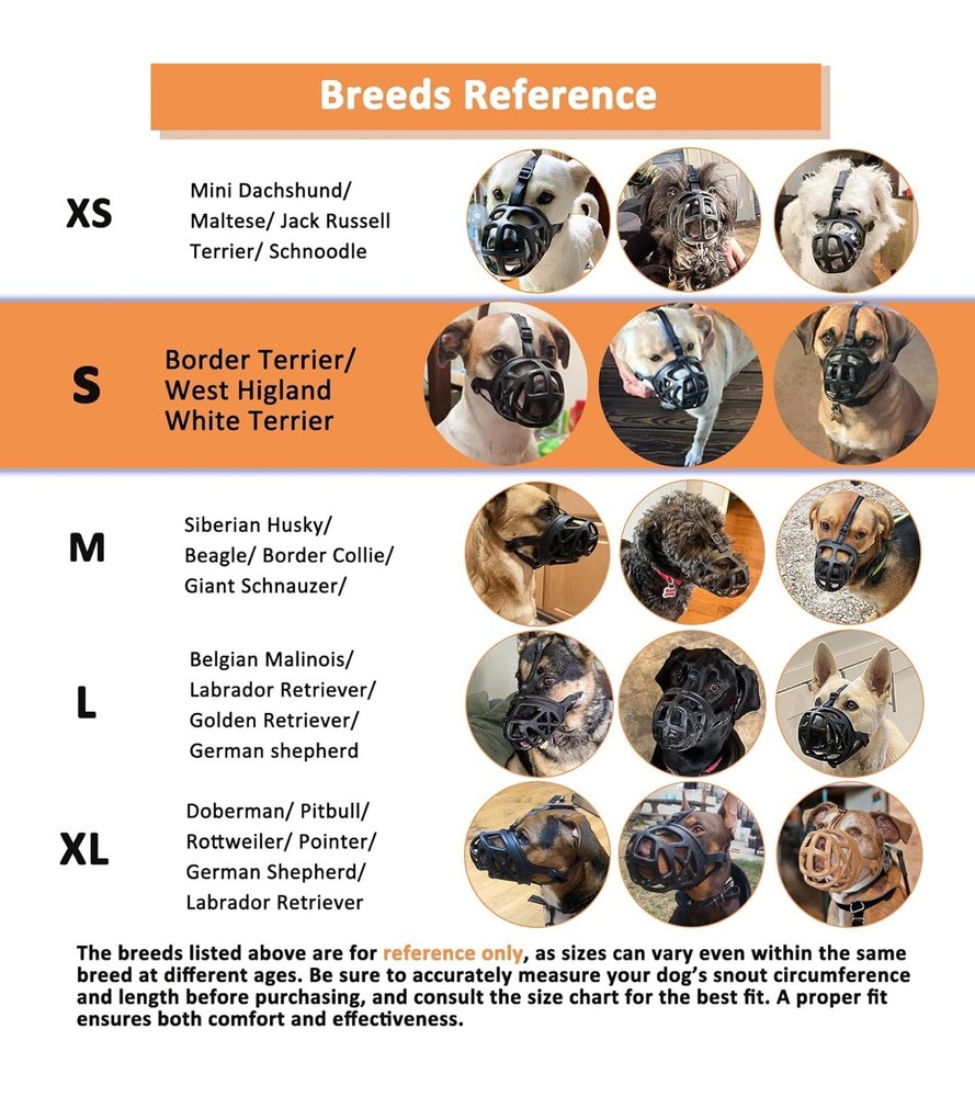 Dog Muzzle, Basket Muzzle for Biting, Chewing and Scavenging Humane Black (4) L