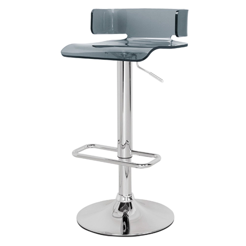 Grey and Chrome Adjustable Swivel Stool - Modern Height-Adjustable Bar Stool