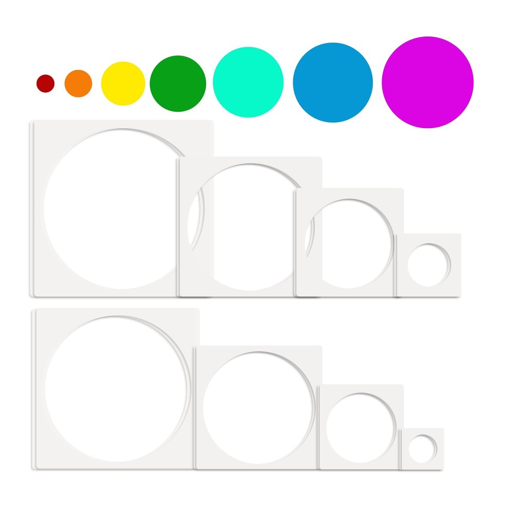 Circle Stencils for Drawing,16 Pcs Plastic Large to Small Different Sizes Cir...