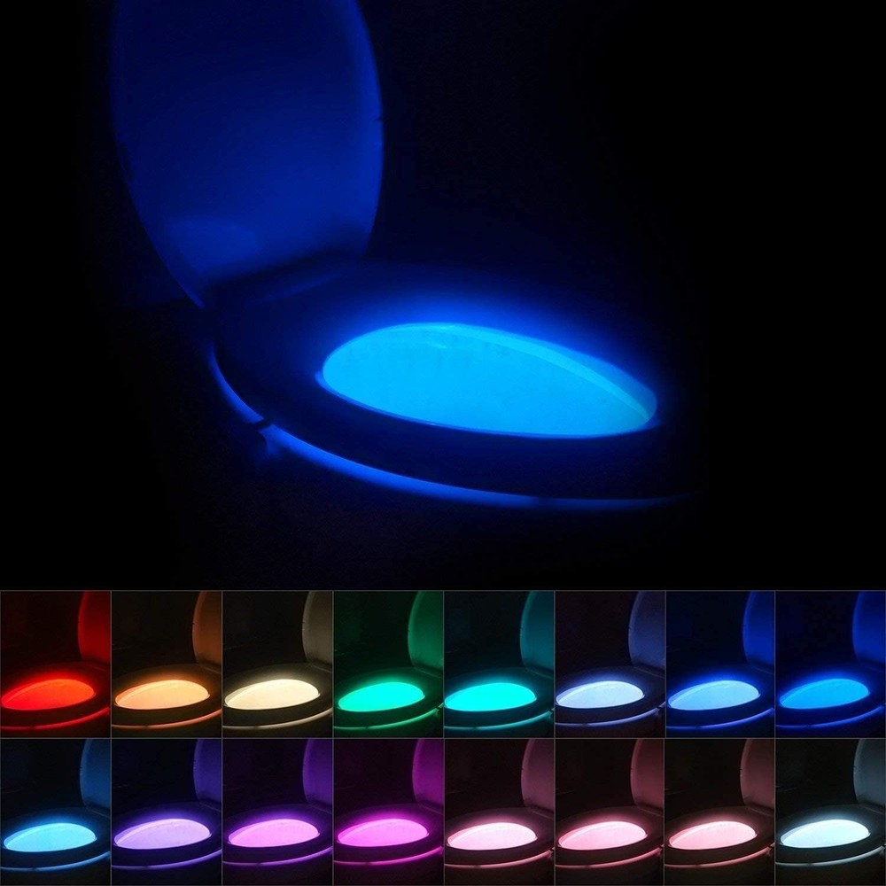 Chunace Toilet Bowl Night Light Motion Sensor, 16 Color Compact, White