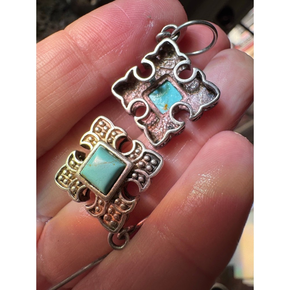 Vintage Sterling Silver Turquoise Drop Earrings