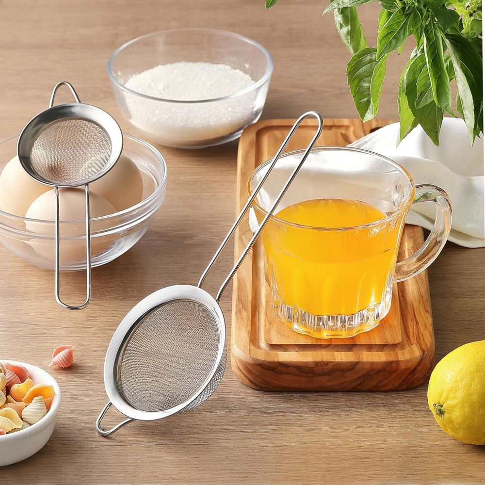 2 Pack Fine Mesh Strainers, Mini Stainless Steel Strainer with Handle for Kitche
