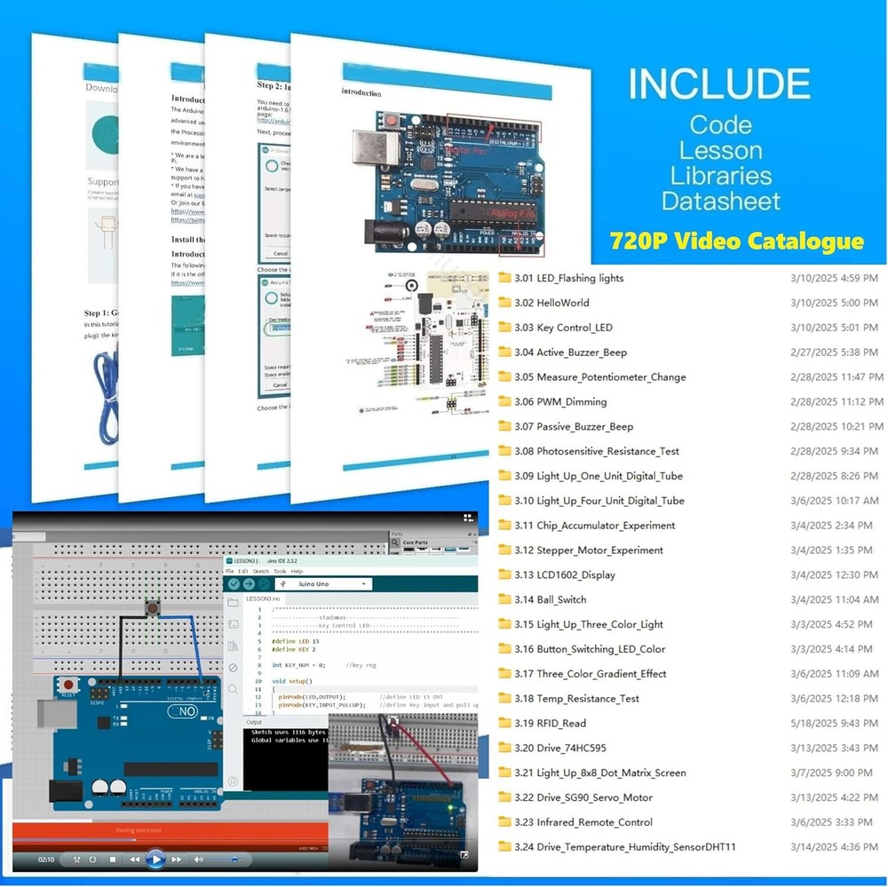 Best UNO R3 Kit Mega328 Tutorial Compatible with Arduino IDE 40 in 1 Electronics