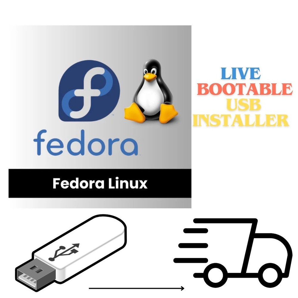 Fedora 43 KDE Live USB Bootable 64 Bit Flash Drive Linux Installer Fedora