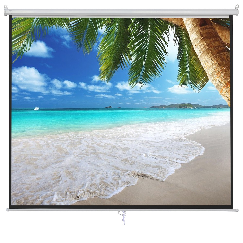 16:9 Home Movie 100" Manual Projection Screen Pull Down Projector Matte White