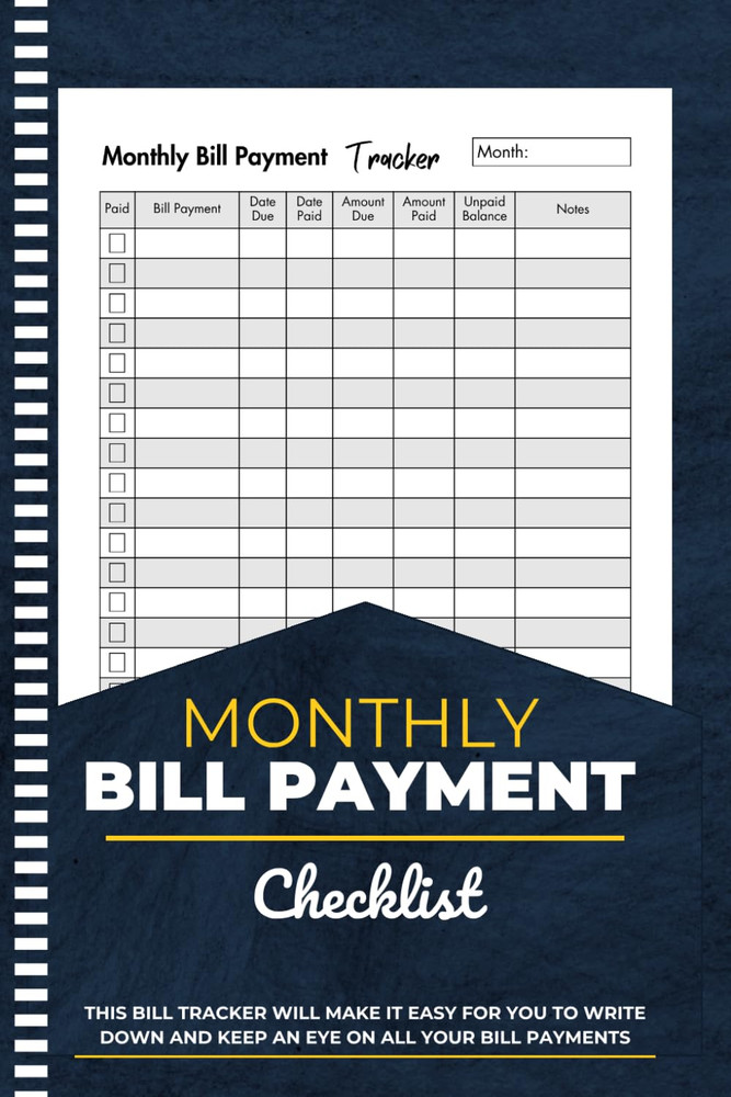 Bill Tracker Notebook Monthly Bill Planner& Organizer for Financial Budgeting...