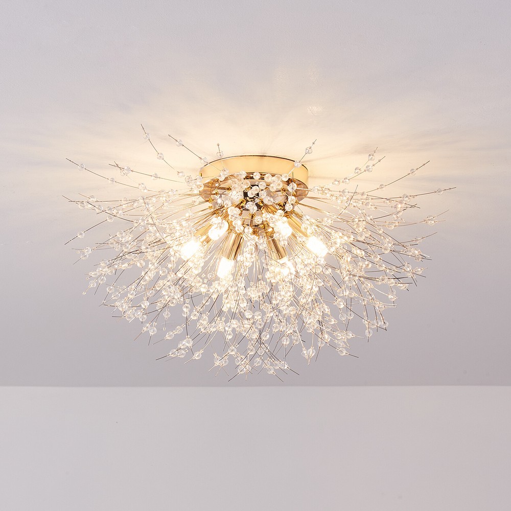 Pendant Light Led Chandelier Flush Mount Dandelion Crystal Ceiling Lamp