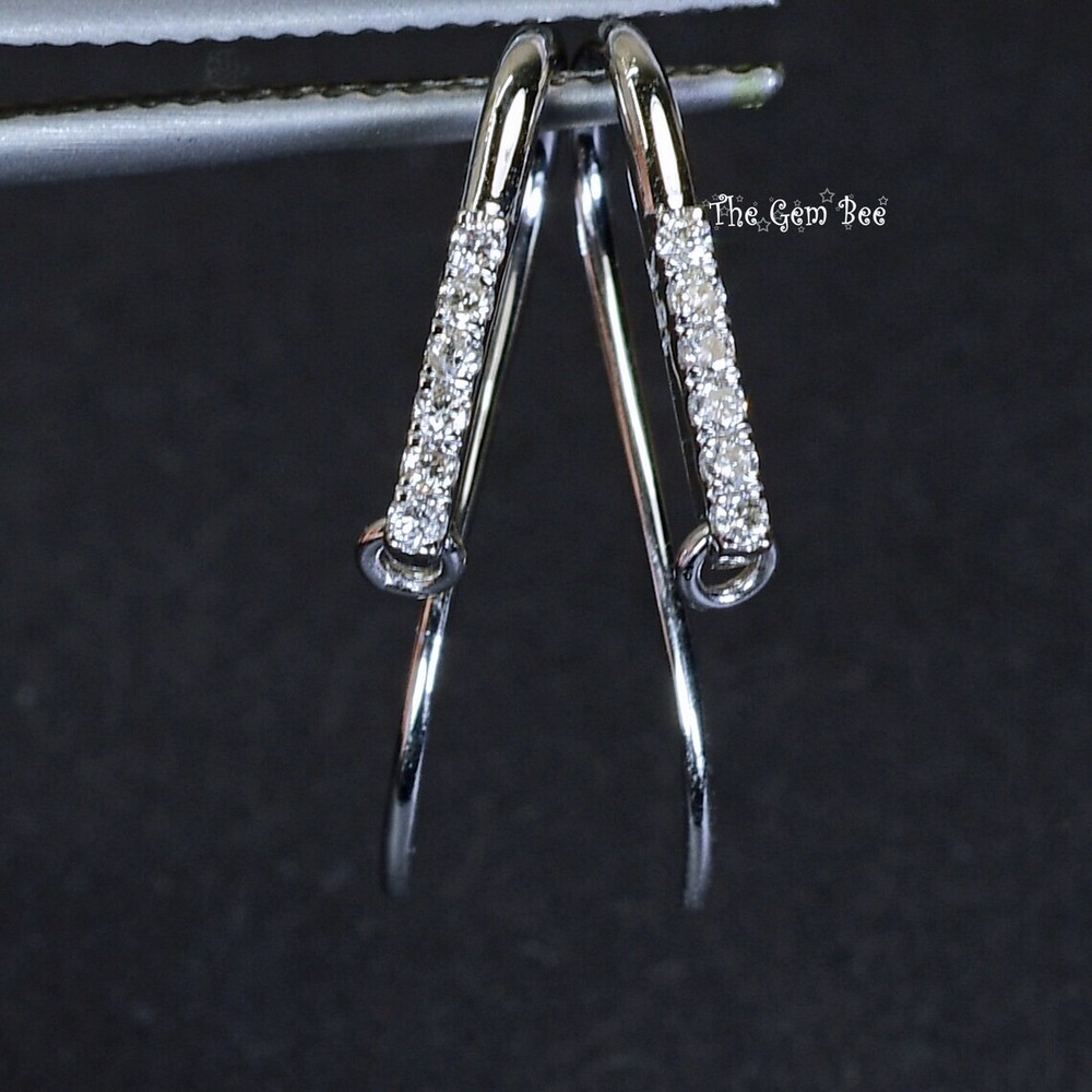12mmx15.5mm 14k Solid White Gold Diamond Earwires PAIR