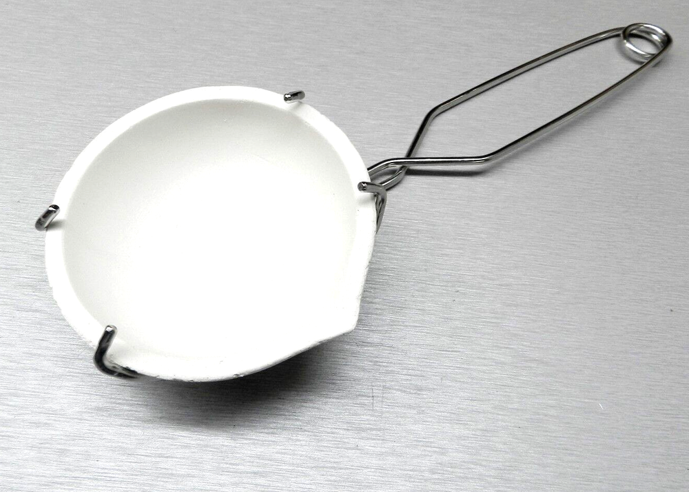300 Gram Ceramic Crucible Dish & Whip Tong Handle Melting Casting Gold Silver...
