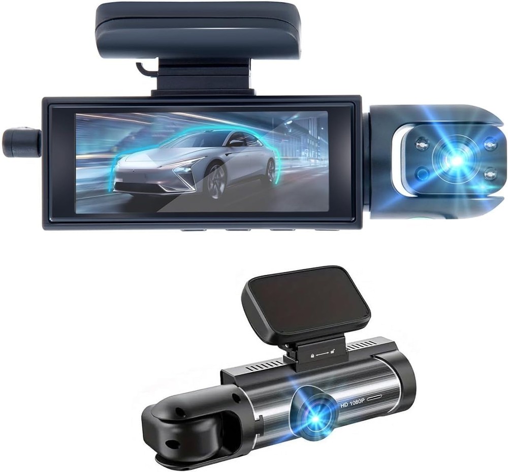 1080P Dual Dash Camera for Cars - Front & Inside with Night Vision & G-Sensor