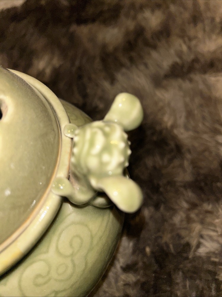 Chinese Celadon Foo Dog Incense Burner Censer