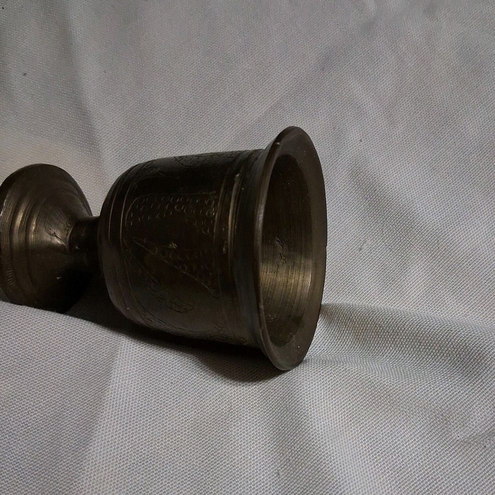 French vintage heavy small brass mortar pilon