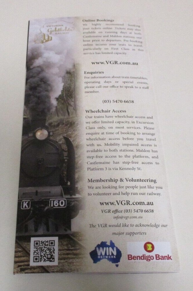 Victorian Goldfields Railway Steam Train - 8 Panel Guide - Castlemaine & Maldon