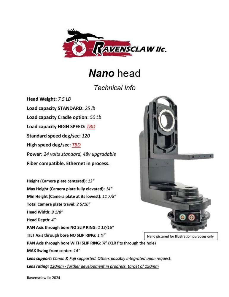 Ravensclaw Nano head 2 axis remote/crane head system-Basic