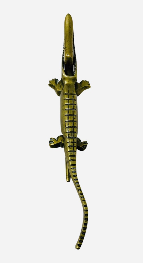 Vintage Brass Alligator Crocodile ￼Nutcracker 7.75”