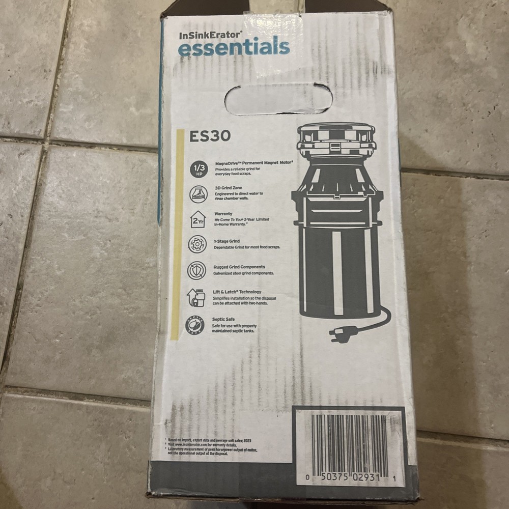 InSinkErator Essentials ES30 1/3 HP Motor-NEW/open Box To Inspect