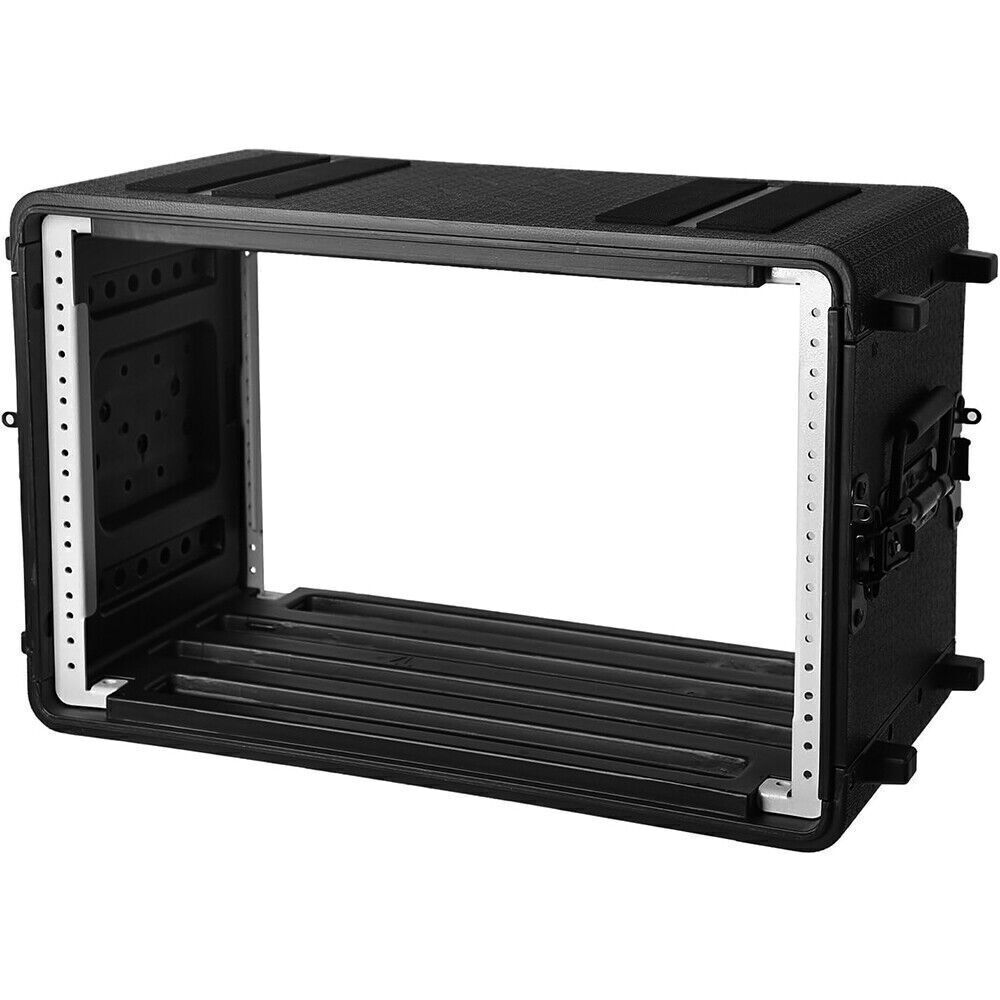 6U Rack Case 19" Rackmount Flight Cases Portable Carry w/Microphone Compartments