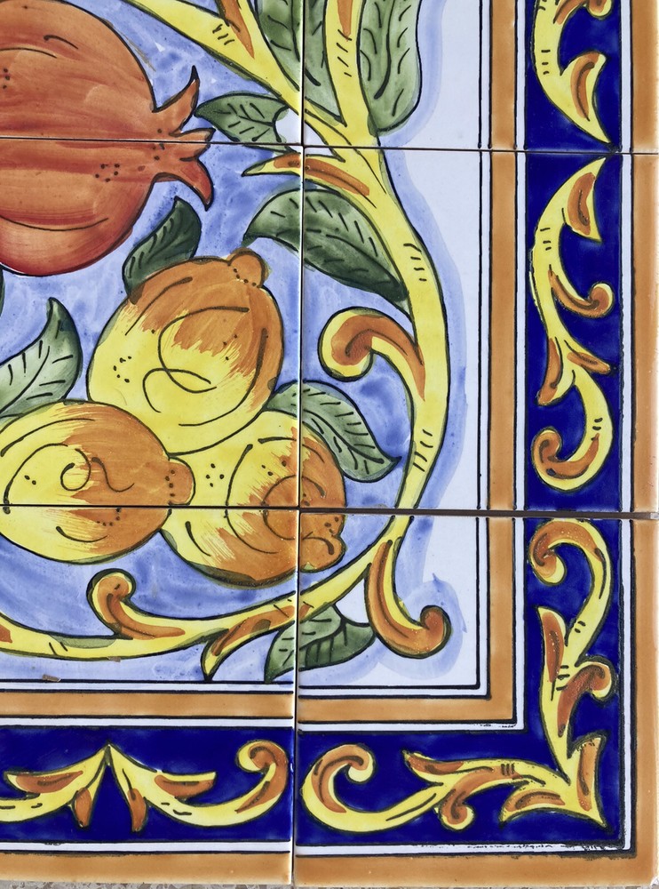 24" x 18" Ceramic Tile Mural Backsplash Kitchen Wall Hand Painted Pomegranate