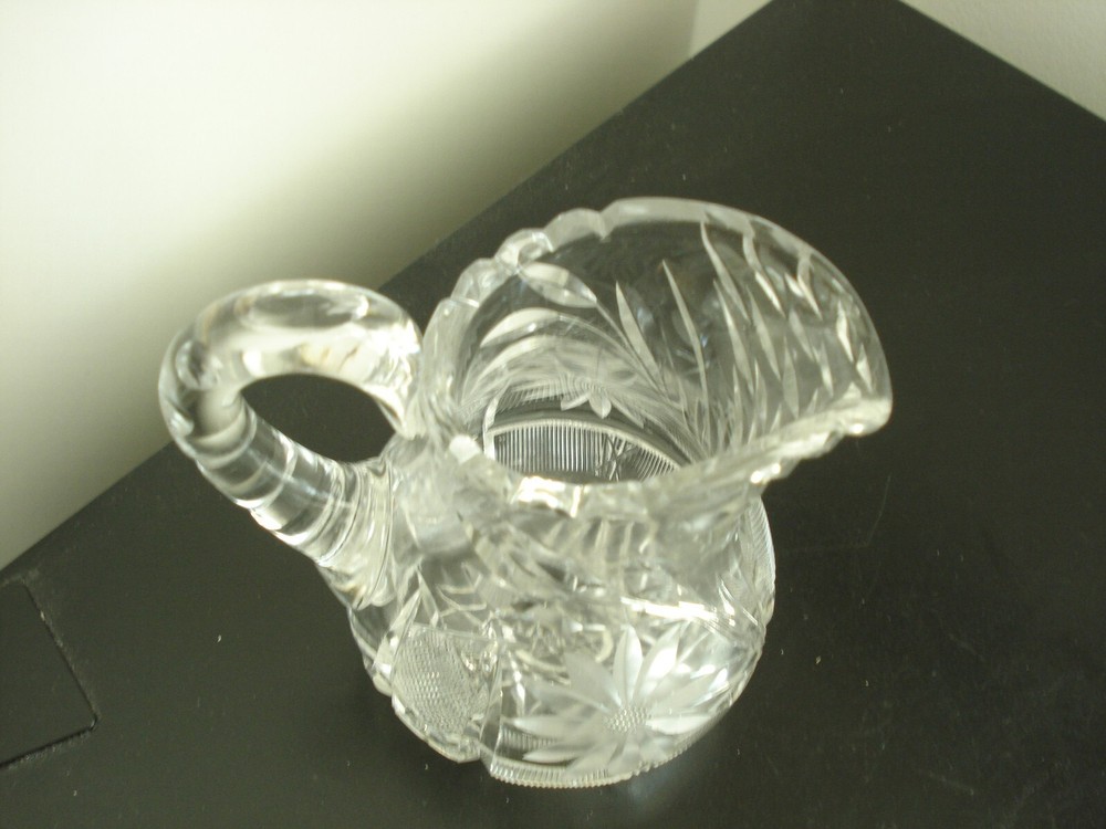 Vintage MCKEE cut CRYSTAL "etched daisy" pattern Creamer & Sugar Bowl