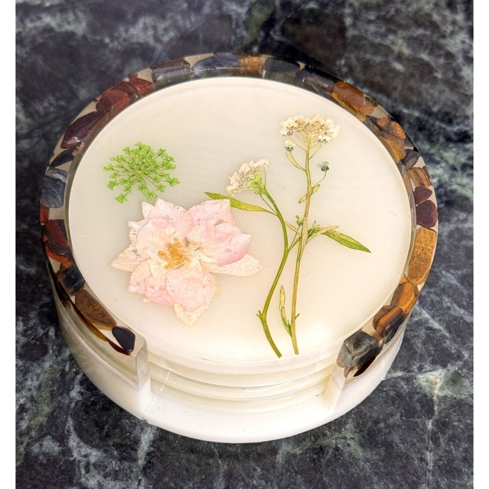 Flower Coaster Set (Set Includes 4 Coasters & Holder)