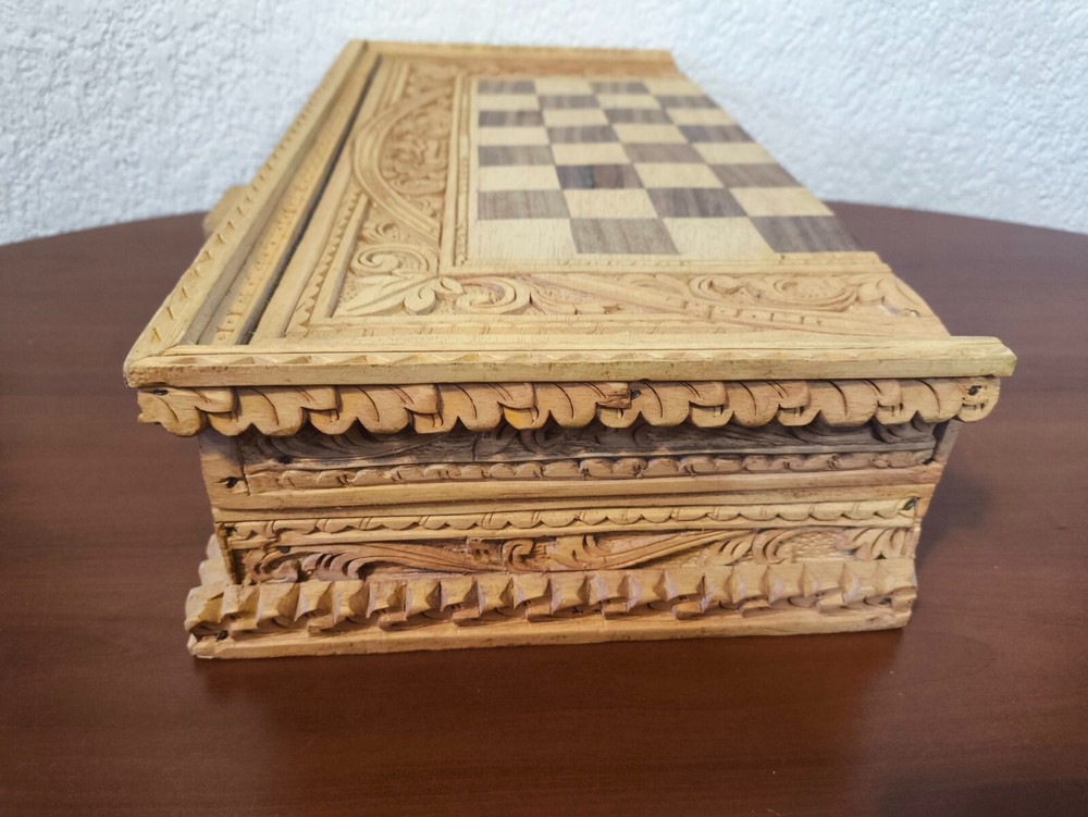 Hand Carved Wooden Aztec Chess Set Checkers (missing 4 checkers)