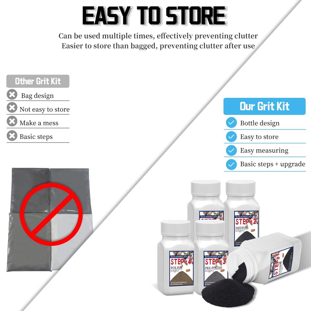 Rock Tumbler Grit Set, Polish Refill - 4 Basic Step...