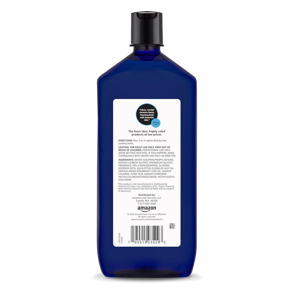 Amazon Basics Eucalyptus & Spearmint Scented Foaming Bath with Essential Oils, 3
