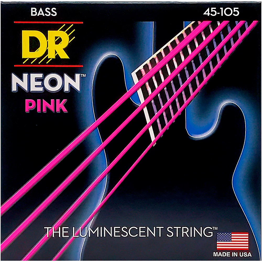DR Strings NEON Hi-Def Pink Bass SuperStrings Medium 4-String