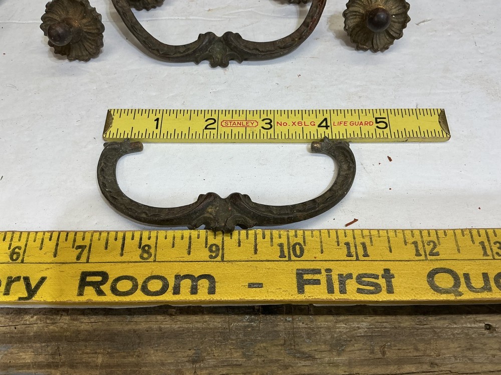 6 VINTAGE SOLID BRASS DRAWER PULLS**PLEASE READ DESCRIPTION**