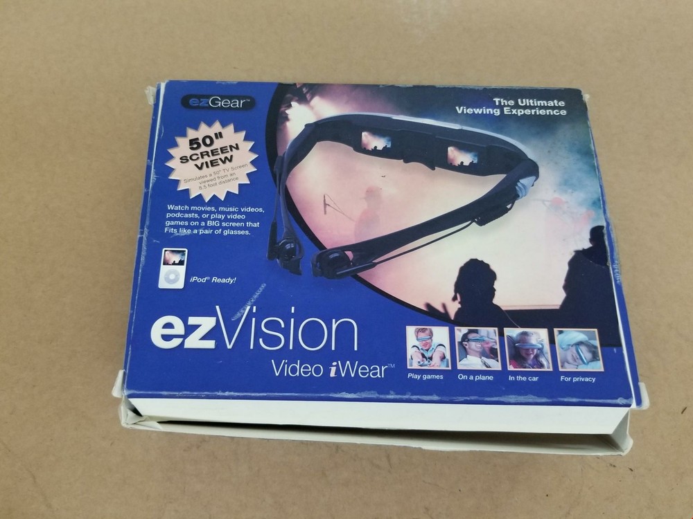 ezVision Video iWear Simulates 50" Screen View Boxed With Instructions. Shelf E4