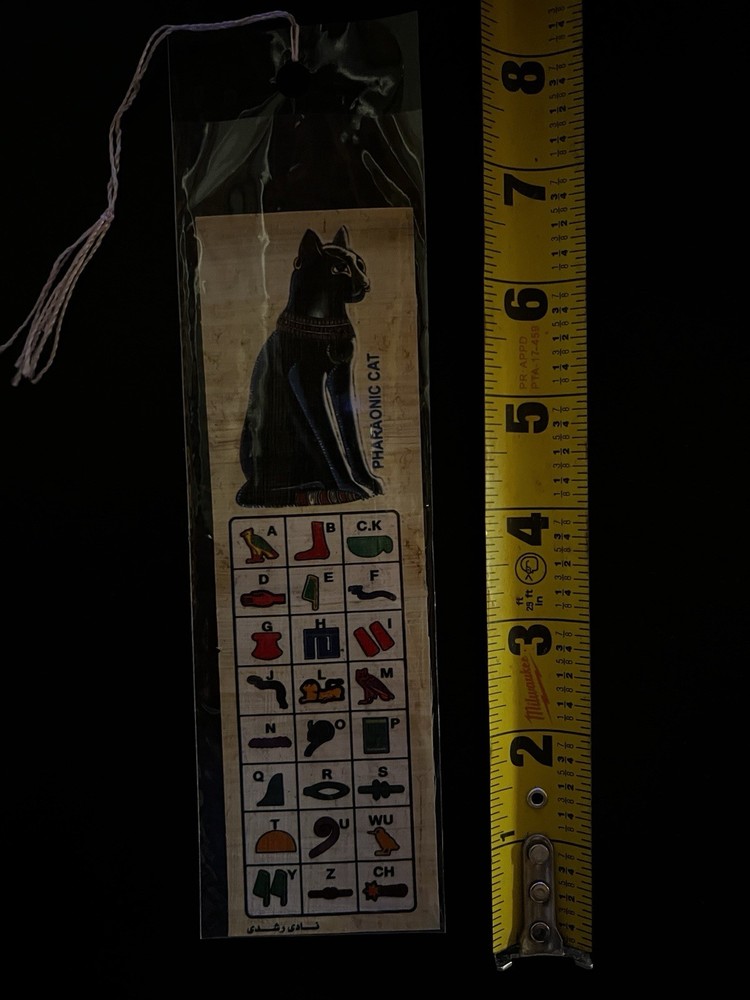 Pharaonic Cat Papyrus Egyptian Multicolor Rectangle Hieroglyphics Bookmark