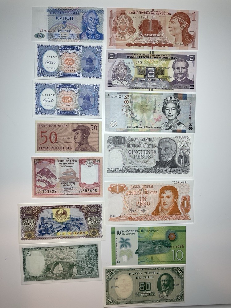 Lot 14pcs World Banknotes - All UNC - Uncirculated
