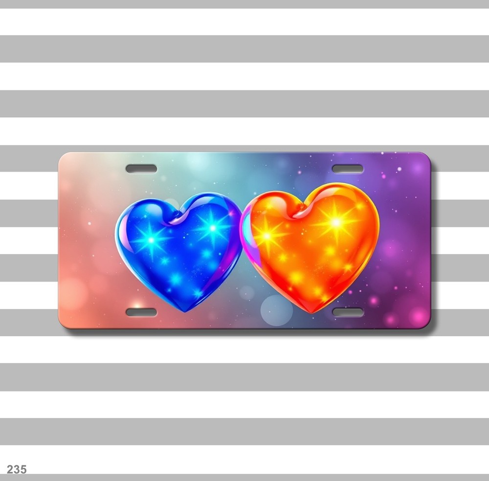 Modern Hearts License Plate Personalized Front Plate Everyday Gift